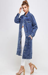 Women’s Long Denim Third Quarter Duster Jacket | Zarnesh